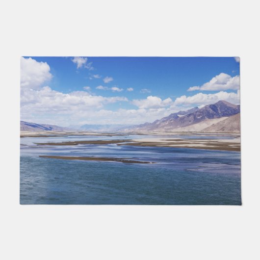 Brahmaputra Fluss- und Berglandschaft - Tibet Fußmatte (Vorderseite)