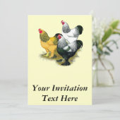 Brahmas Three Roosters Einladung (Stehend Vorderseite)