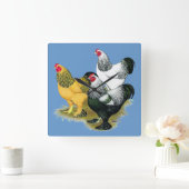 Brahmas Three Roosters Quadratische Wanduhr (Zuhause)