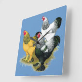 Brahmas Three Roosters Quadratische Wanduhr (Winkel)