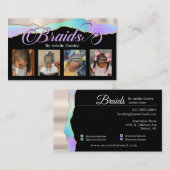Braid-Stylist für Haarflechten Fotos Holografisch Visitenkarte (Vorne/Hinten)