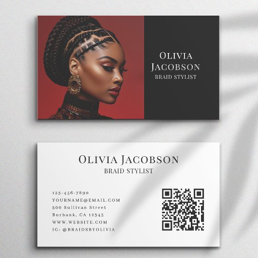 Braid Stylist Hair Loctician Foto Visitenkarte