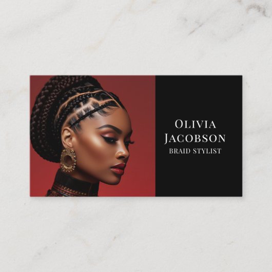 Braid Stylist Hair Loctician Foto Visitenkarte (Vorderseite)