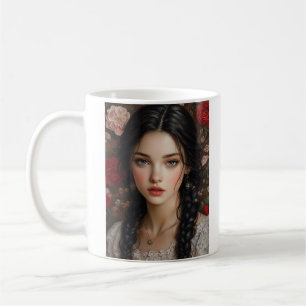 Braided Beauty in Bloom - Elegantes Blumenportrait Kaffeetasse
