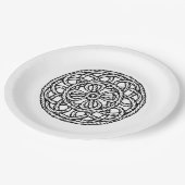 Braided black and white circle pappteller (Schrägansicht)