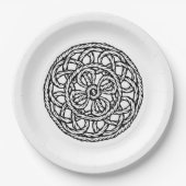 Braided black and white circle pappteller (Vorderseite)