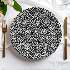 Braided black and white pattern pappteller