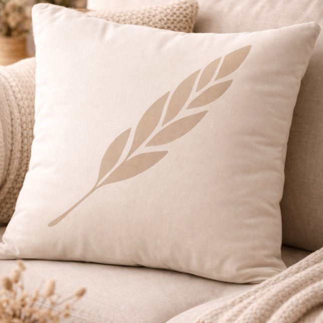 Braided Cream Calm Throw Pillow Kissen (Cream tones with subtle braid patterning add depth without noise to modern interiors)