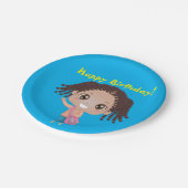 Braided Girl Birthday Tableware (afroamerikanisch) Pappteller (Schrägansicht)