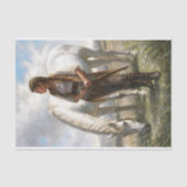 Braided Girl With White Horse Meadow Decoupage Seidenpapier (Vorderseite)