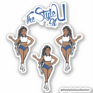 Braided Majorette / Dancer Stickers Blue Aufkleber