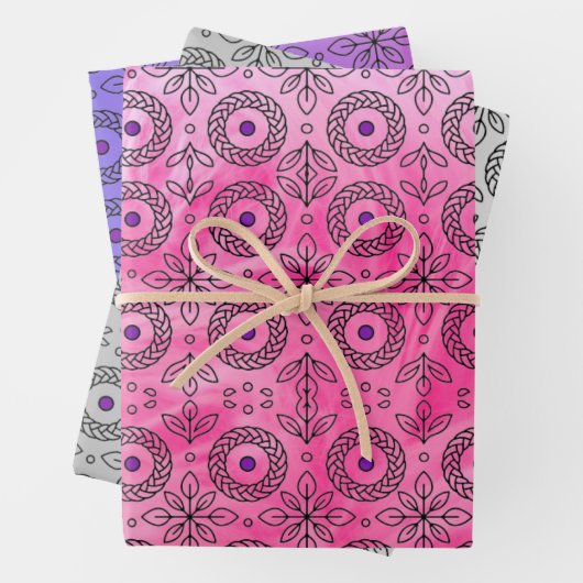 Braided Mandala and Leaf Motif Design" Geschenkpapier Set (Beispiel)