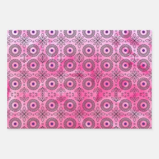 Braided Mandala and Leaf Motif Design" Geschenkpapier Set (Vorderseite)