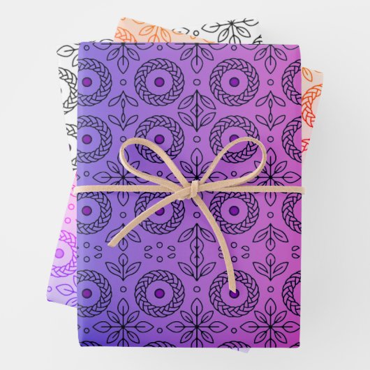 Braided Mandala und Leaf Motif Design Geschenkpapier Set (Beispiel)