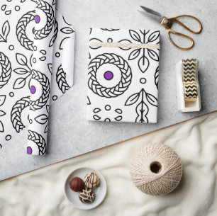 Braided Mandala und Leaf Motif Wrapping Paper Geschenkpapier