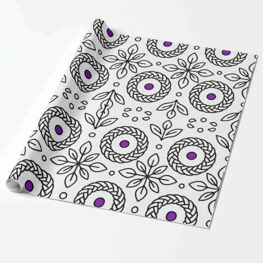 Braided Mandala und Leaf Motif Wrapping Paper Geschenkpapier (Ungerollt)