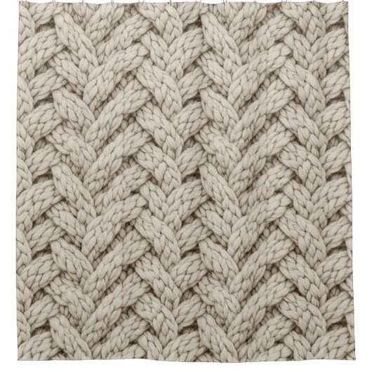 Braided Thread Knit Texture – Warm Beige (2) Duschvorhang (Vorderseite)