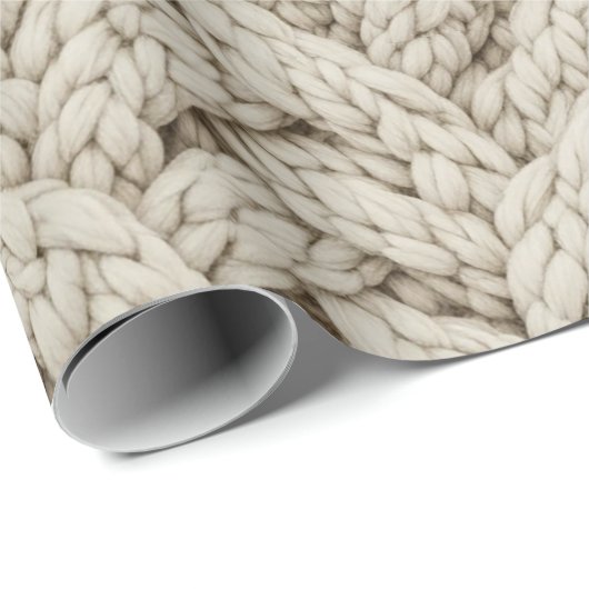 Braided Thread Knit Texture – Warm Beige (2) Geschenkpapier (Rolleneckpunkt)