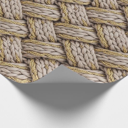 Braided Thread Knit Texture – Warm Beige (3) Geschenkpapier (Ecke)