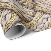 Braided Thread Knit Texture – Warm Beige (3) Geschenkpapier (Rolleneckpunkt)