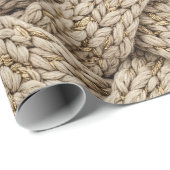 Braided Thread Knit Texture – Warm Beige Geschenkpapier (Rolleneckpunkt)