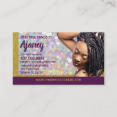 Braider Braids Loctician Glitzer Business Card Terminkarte (Vorderseite)