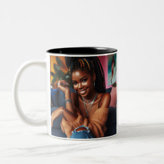 "Braids & Bliss"-Tasse Zweifarbige Tasse