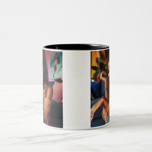 "Braids & Bliss"-Tasse Zweifarbige Tasse (Mittel)