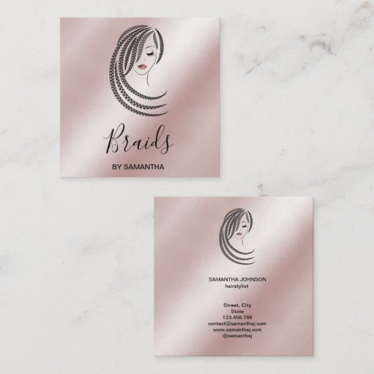 Braids Braided Hair Afro American Women Business C Quadratische Visitenkarte (Vorne/Hinten)