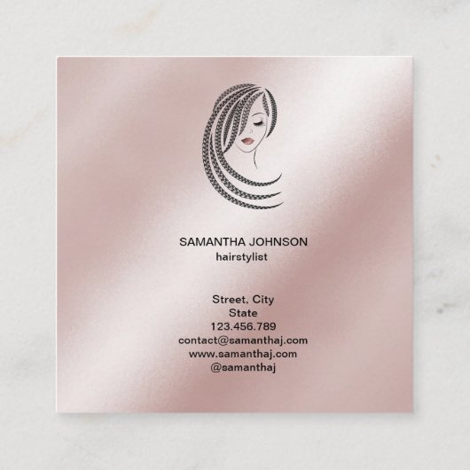 Braids Braided Hair Afro American Women Business C Quadratische Visitenkarte (Rückseite)