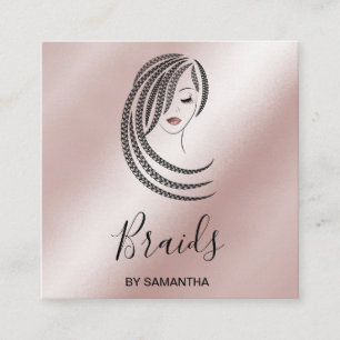 Braids Braided Hair Afro American Women Business C Quadratische Visitenkarte