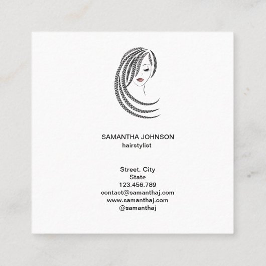 Braids Braided Hair Afro American Women Business C Quadratische Visitenkarte (Rückseite)