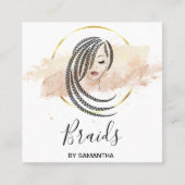 Braids Braided Hair Afro American Women Business C Quadratische Visitenkarte (Vorderseite)