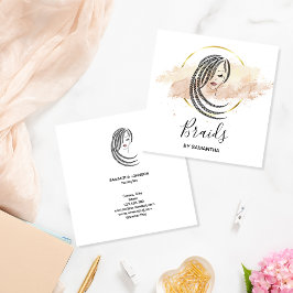 Braids Braided Hair Afro American Women Business C Quadratische Visitenkarte