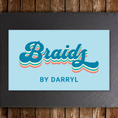 Braids Braider Groovy Retro Blue Visitenkarte