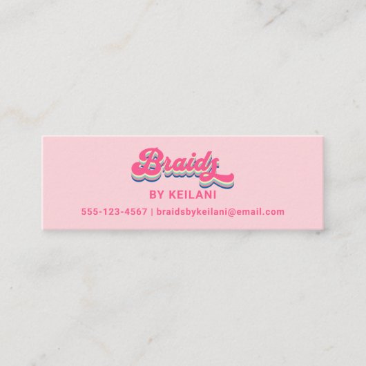 Braids Braider Groovy Retro Ernennung Mini Visitenkarte (Vorderseite)