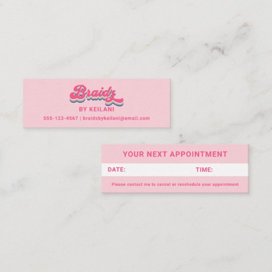 Braids Braider Groovy Retro Ernennung Mini Visitenkarte (Vorne/Hinten)