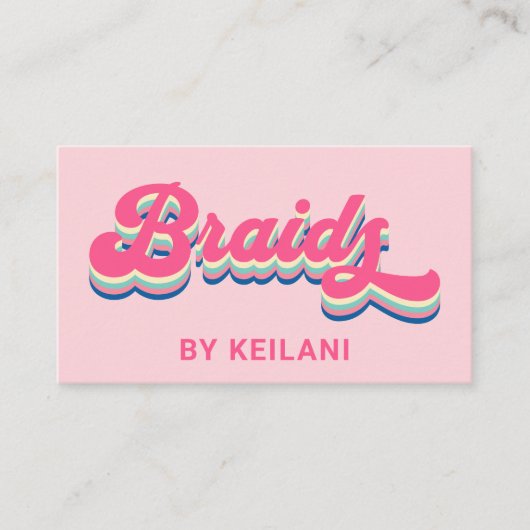 Braids Braider Groovy Retro farbenfroh Visitenkarte (Vorderseite)