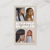 Braids Calligraphy Script Photo Collage Beige Visitenkarte (Vorderseite)