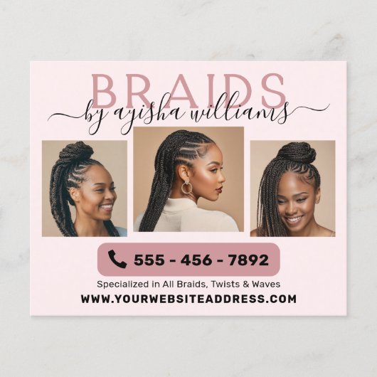 Braids Foto Collage Haarstylist Flyer (Vorne)