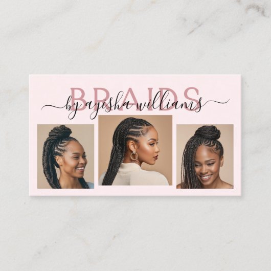 Braids Foto Collage Haarstylist QR Code Visitenkarte (Vorderseite)