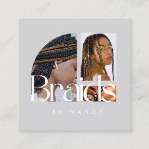 Braids Foto Collage Light Grau Quadratische Visitenkarte