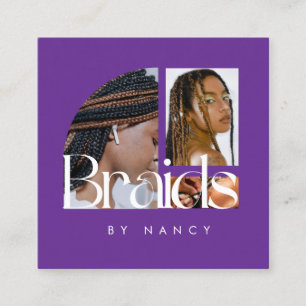 Braids Foto Collage Lila Quadratische Visitenkarte