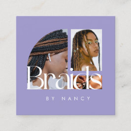 Braids Foto Collage Lilac Quadratische Visitenkarte