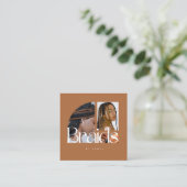 Braids Foto Collage Terracotta Quadratische Visitenkarte (Stehend Vorderseite)