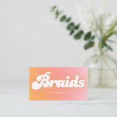 Braids Groovy Retro Peach Visitenkarte (Stehend Vorderseite)