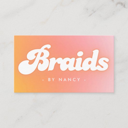 Braids Groovy Retro Peach Visitenkarte (Vorderseite)