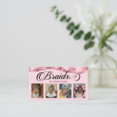 Braids Hair Braiding Stylist Salon Add Fotos Rosa Visitenkarte (Stehend Vorderseite)