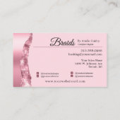 Braids Hair Braiding Stylist Salon Add Fotos Rosa Visitenkarte (Rückseite)