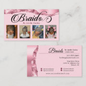 Braids Hair Braiding Stylist Salon Add Fotos Rosa Visitenkarte (Vorne/Hinten)